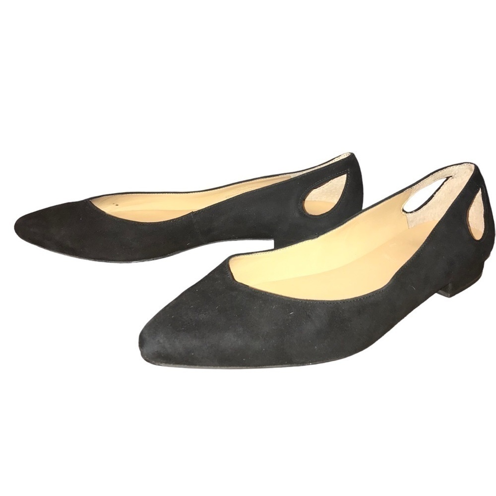 Talbots Edison Cutout Flats Black Suede Leather Shoes Woman’s Size 10W